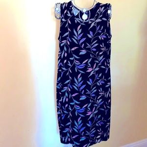 TESS Vines Print Dress Sleeveless Midi A Line Career Buisness Size 10